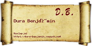 Dura Benjámin névjegykártya