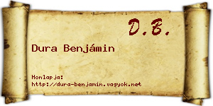 Dura Benjámin névjegykártya